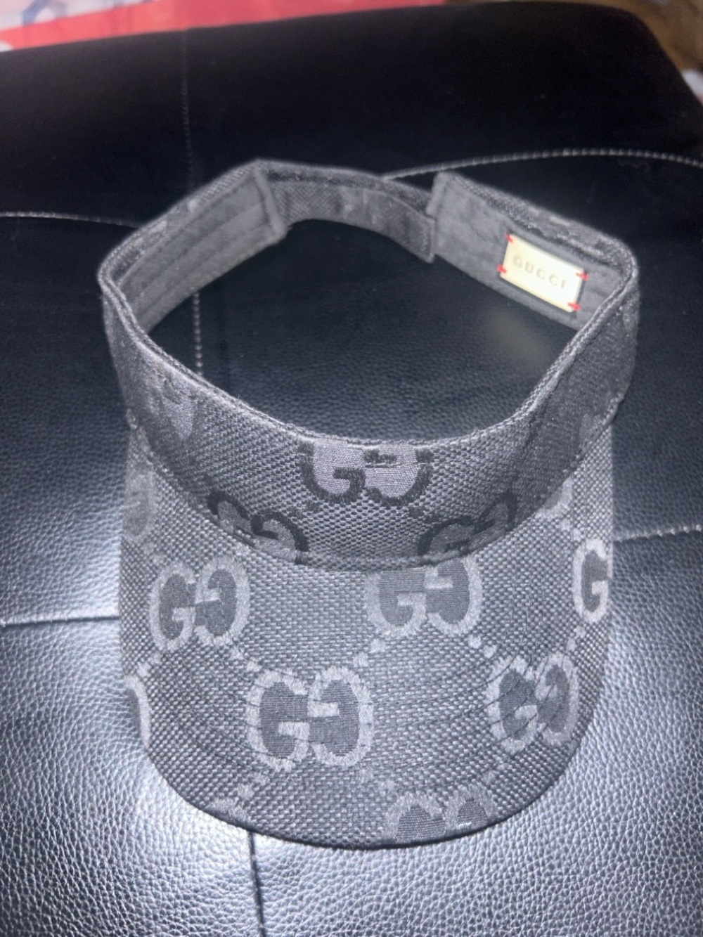Black GG Monogram Visor with Subtle Logo Plaque